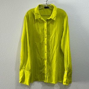 Pretty Little Things Lime Green Lightweight Long Sleeve Collared Button One Size